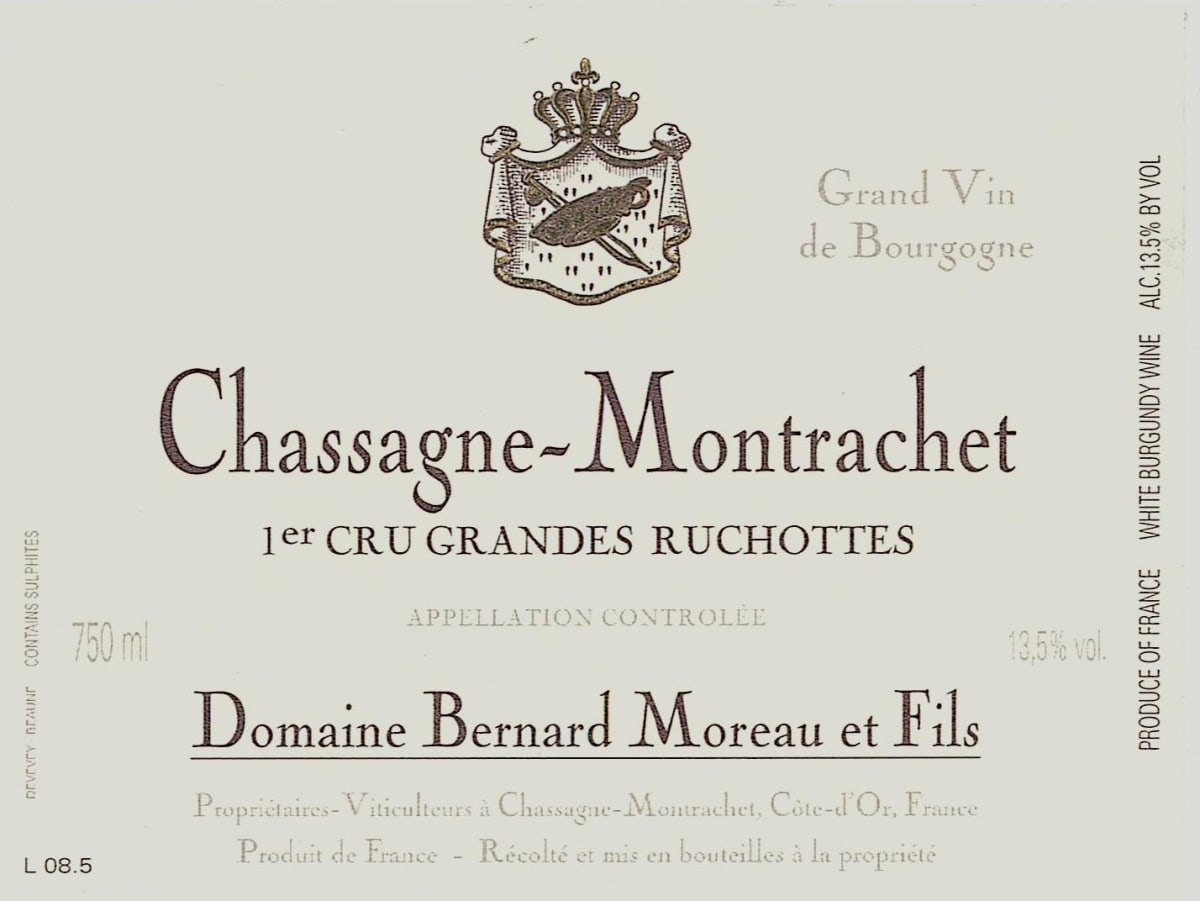 Domaine Bernard Moreau Chassagne-Montrachet Premier Cru Grandes Ruchottes 2013 Front Label