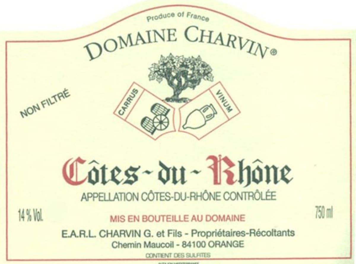 Domaine Charvin Cotes du Rhone 2013 Front Label