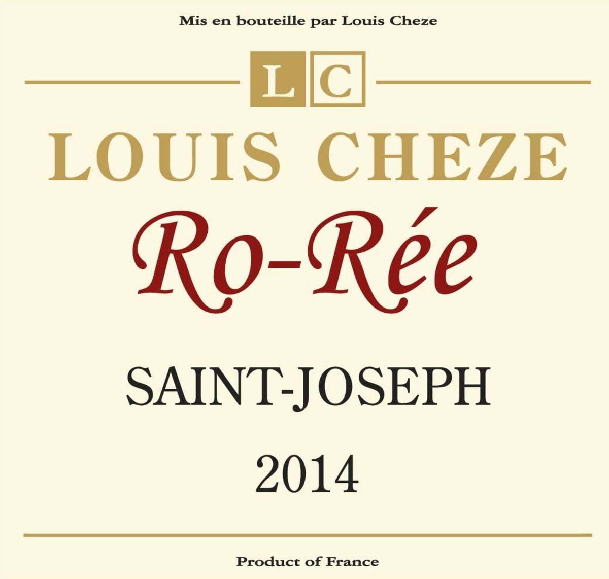 Louis Cheze Saint-Joseph Ro-Ree Blanc 2014 Front Label