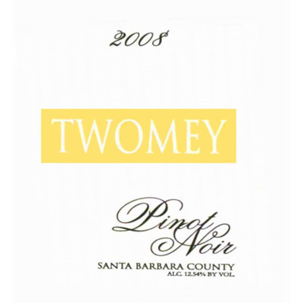 Twomey Sonoma Coast Pinot Noir 2008 Front Label