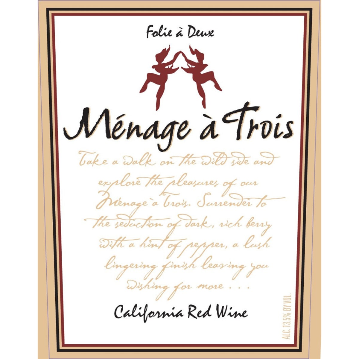 Menage a Trois Red Blend 2009 Front Label