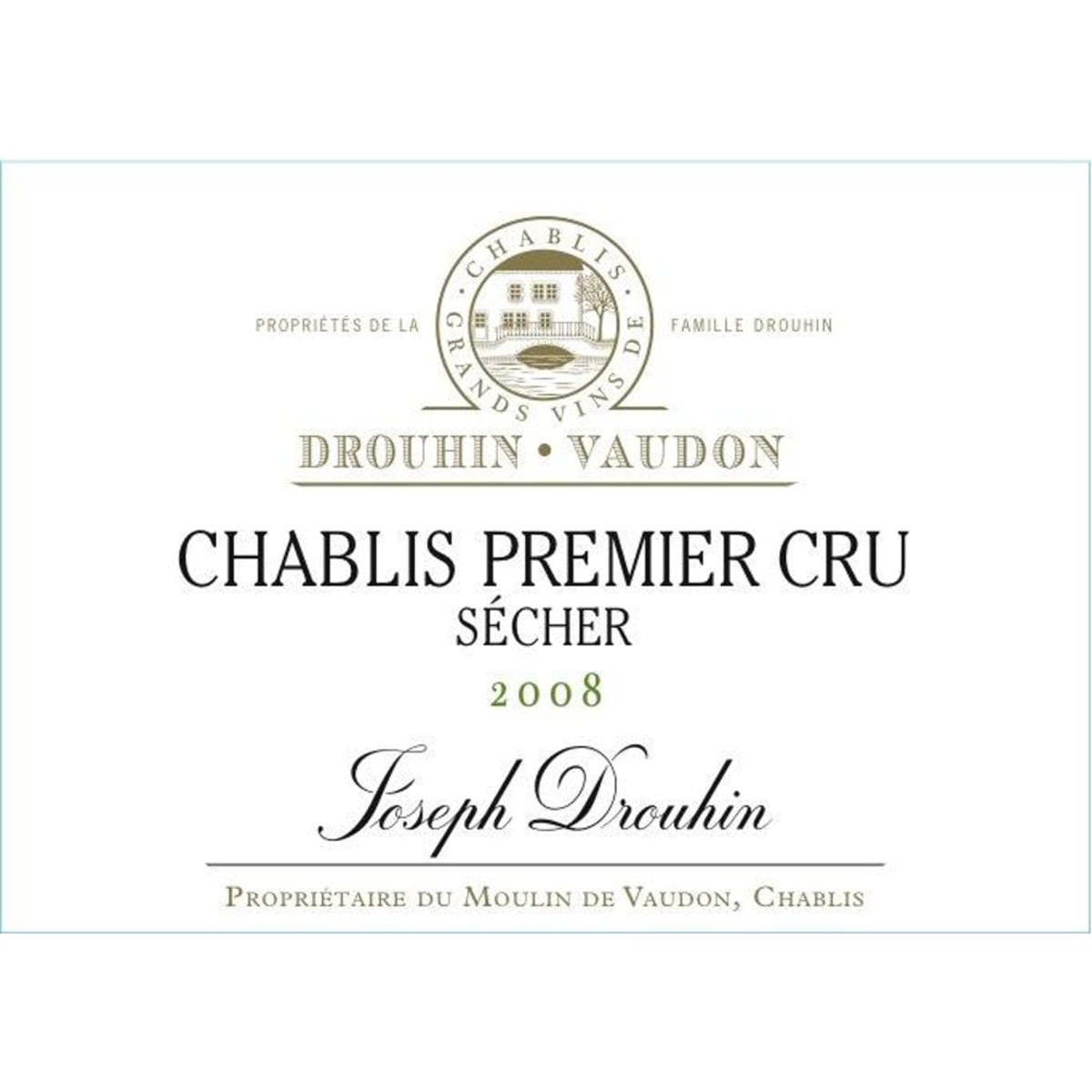 Domaine Drouhin Vaudon Chablis Secher Premier Cru 2008 Front Label