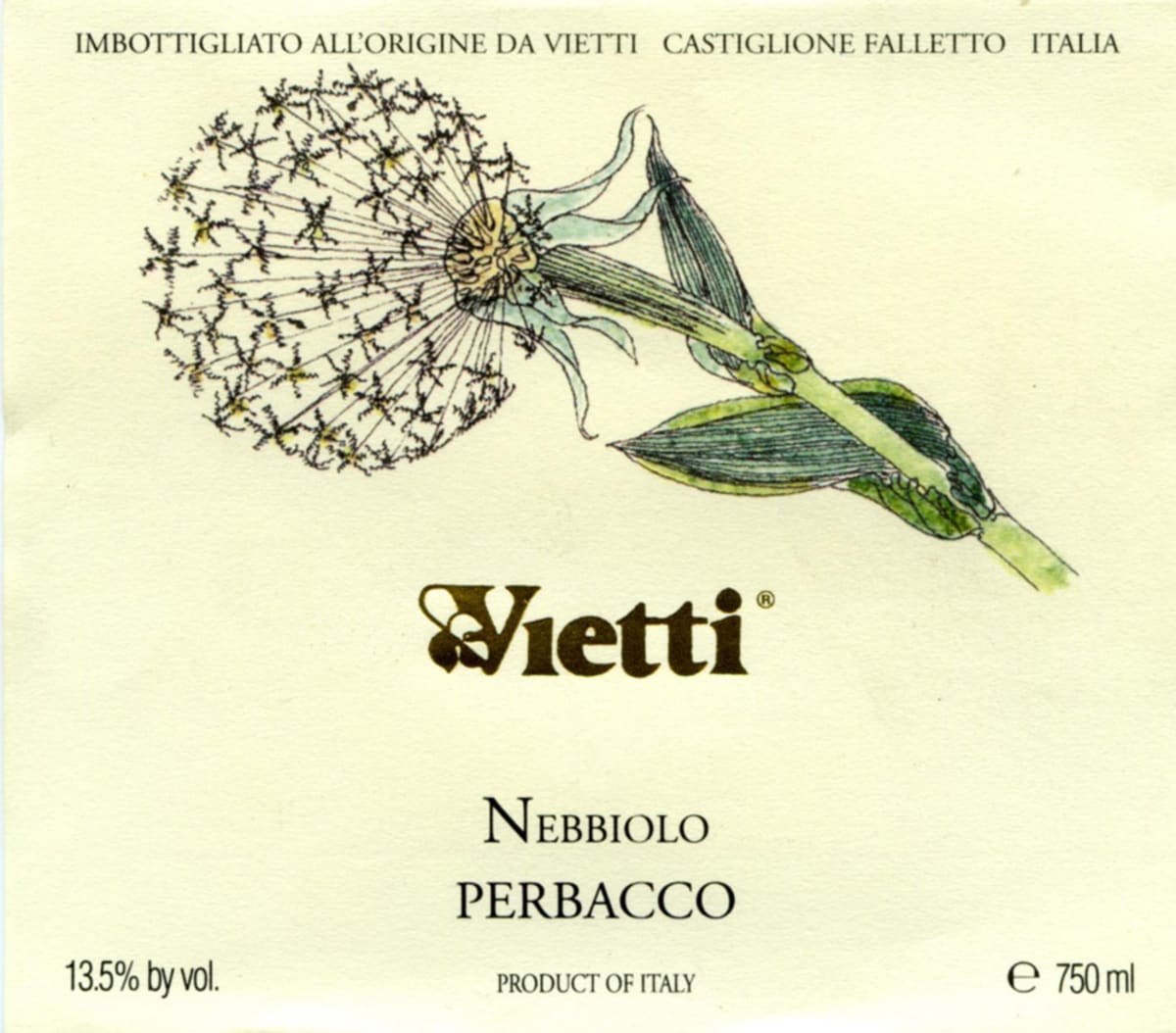 Vietti Perbacco Nebbiolo delle Langhe 2008 Front Label