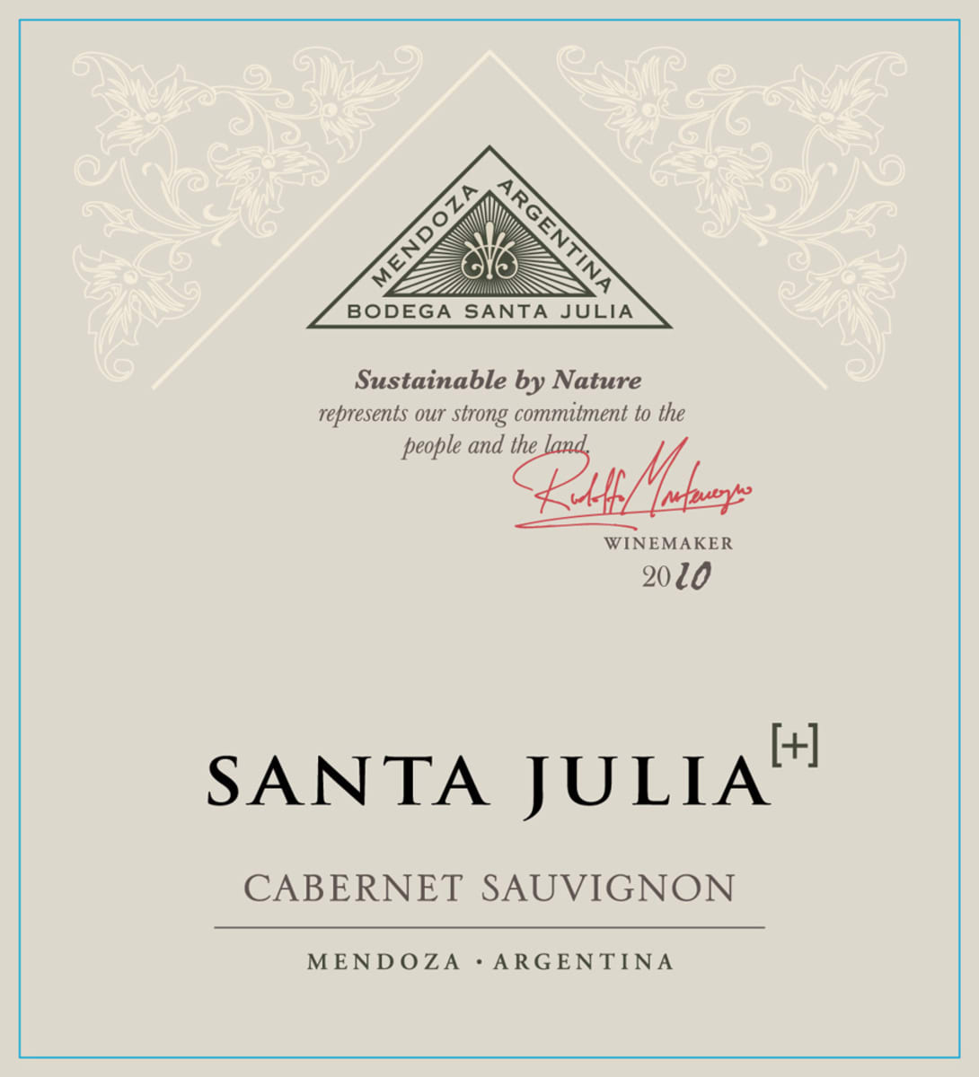 Santa Julia Plus Cabernet Sauvignon 2010 Front Label