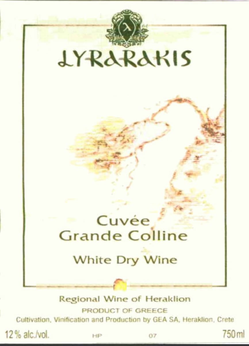 Lyrarakis Cuvee Grande Colline 2013 Front Label