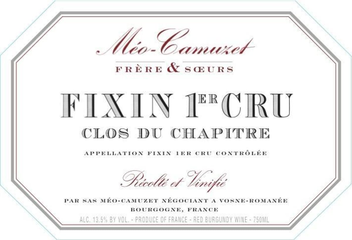 Domaine Meo-Camuzet Fixin Clos du Chapitre Premier Cru 2012 Front Label