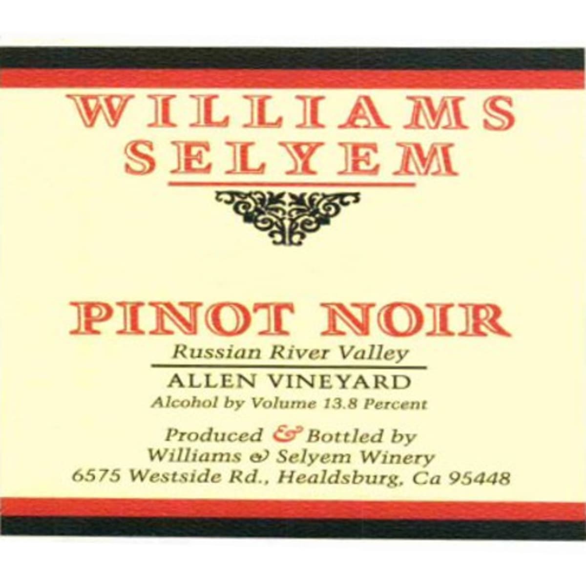 Williams Selyem Allen Vineyard Pinot Noir 2009 Front Label