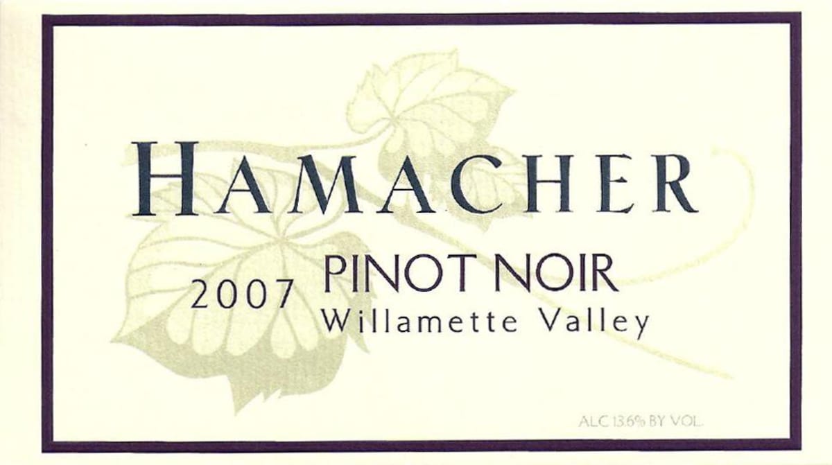 Hamacher Wines Pinot Noir 2007 Front Label