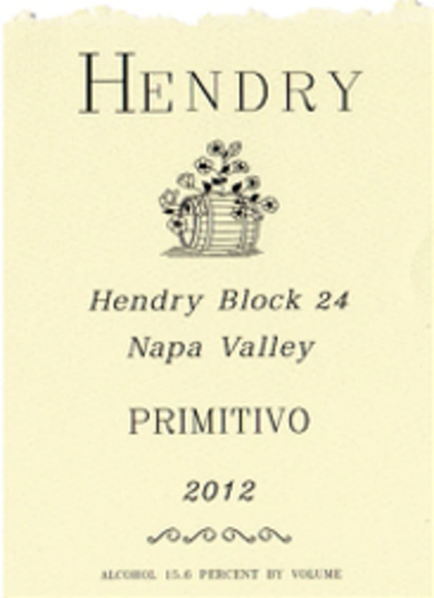 Hendry Block 24 Primitivo 2012 Front Label