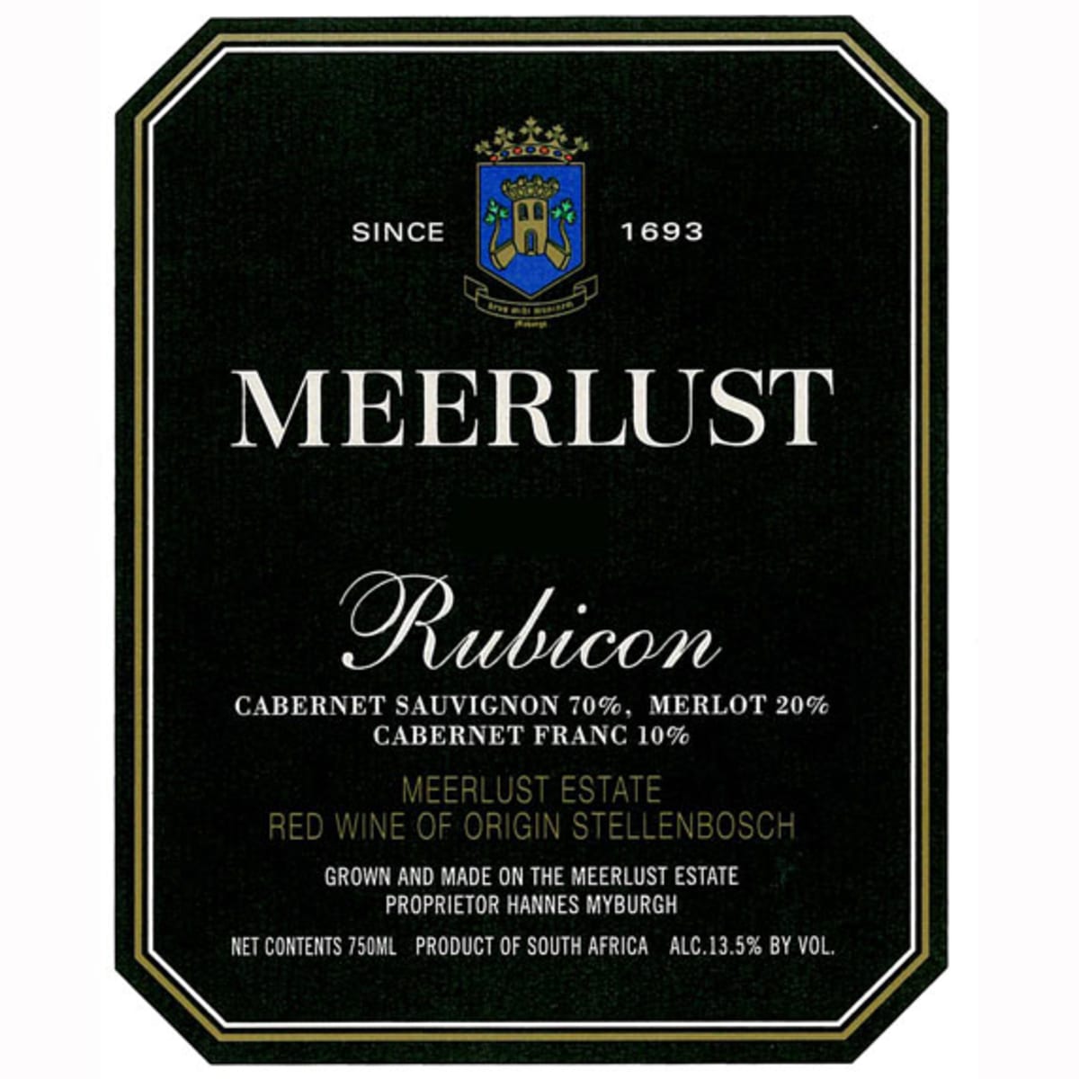 Meerlust Rubicon 2010 Front Label