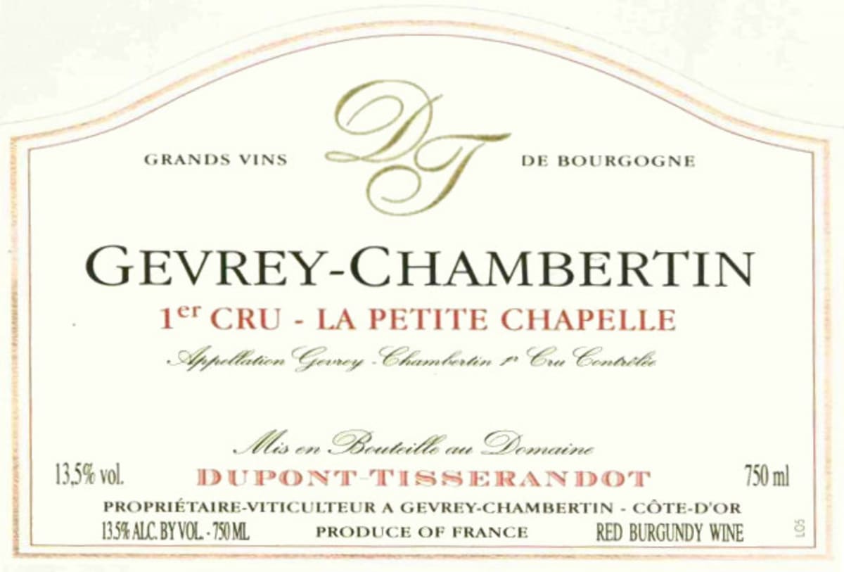 Dupont Tisserandot Gevrey-Chambertin Petite Chapelle Premier Cru 2003 Front Label