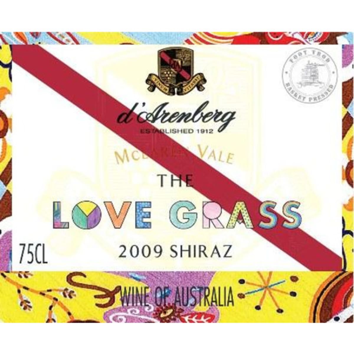 d'Arenberg The Love Grass Shiraz 2009 Front Label