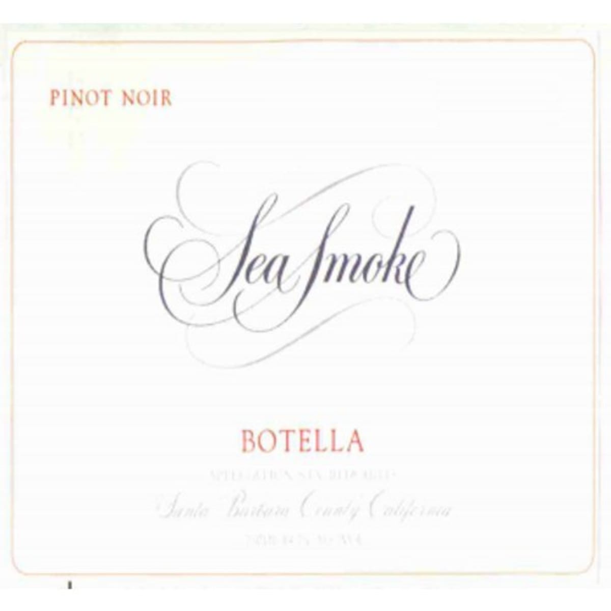 Sea Smoke Cellars Botella Pinot Noir 2008 Front Label