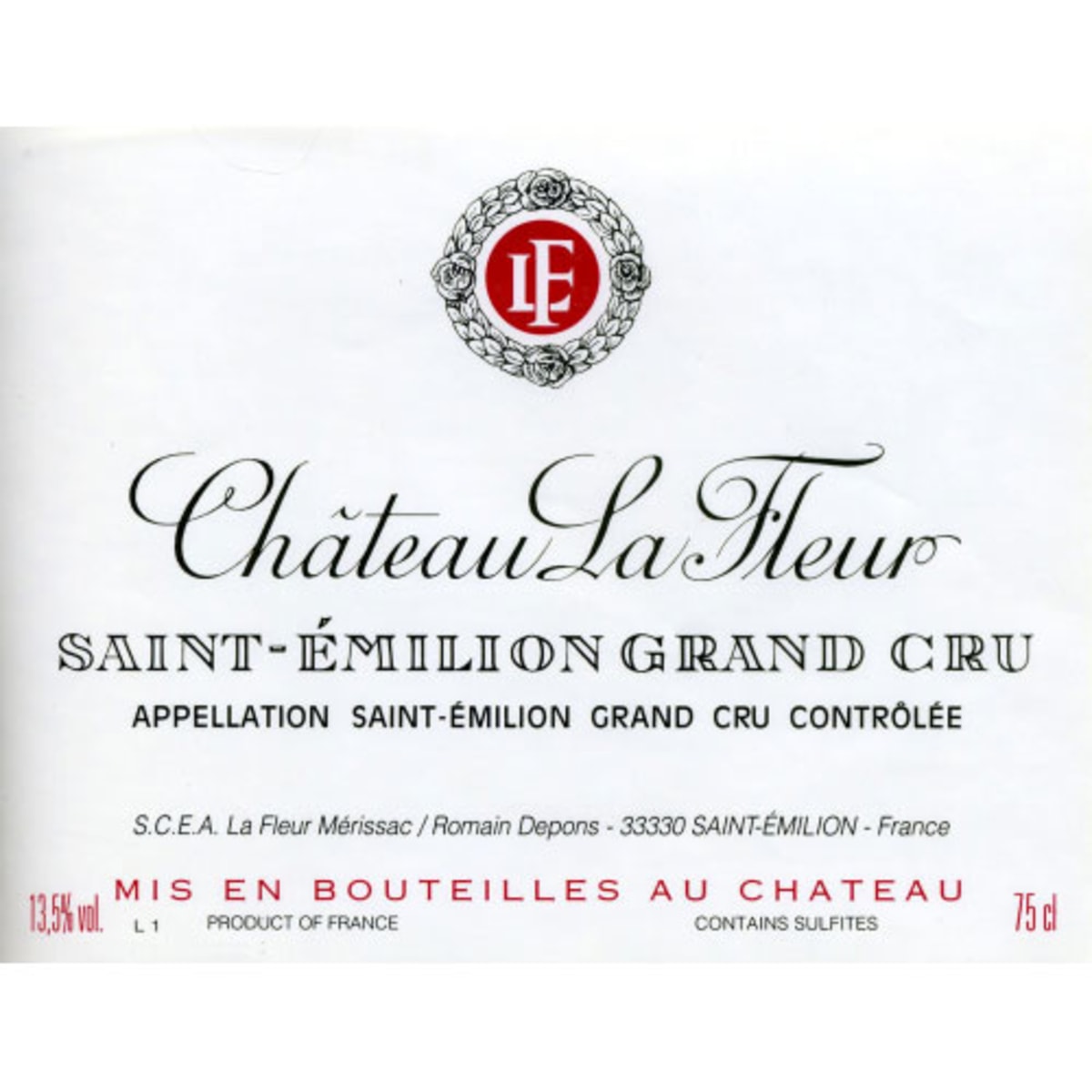 Chateau La Fleur  2010 Front Label