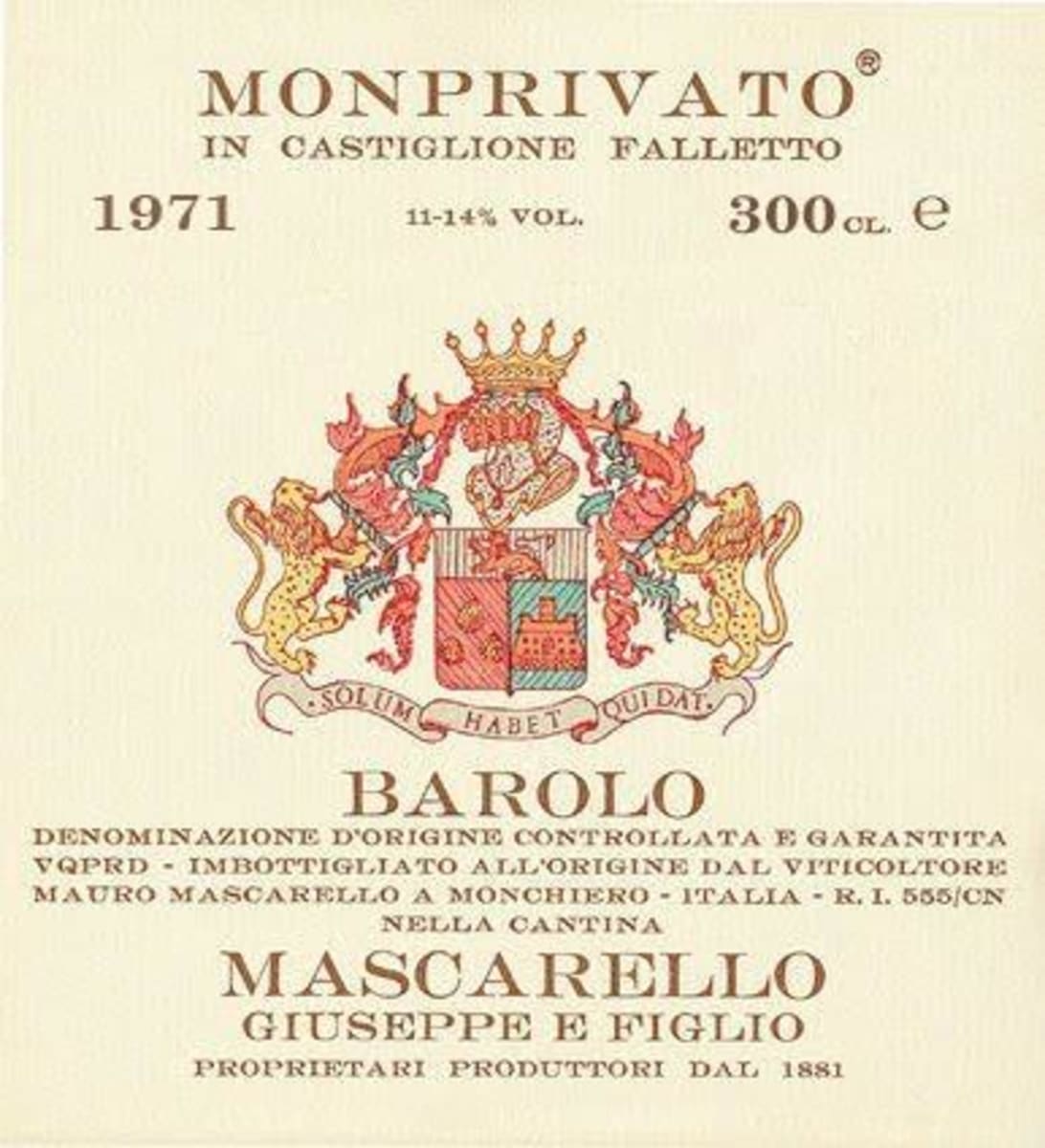 Giuseppe Mascarello Monprivato Barolo 1971 Front Label