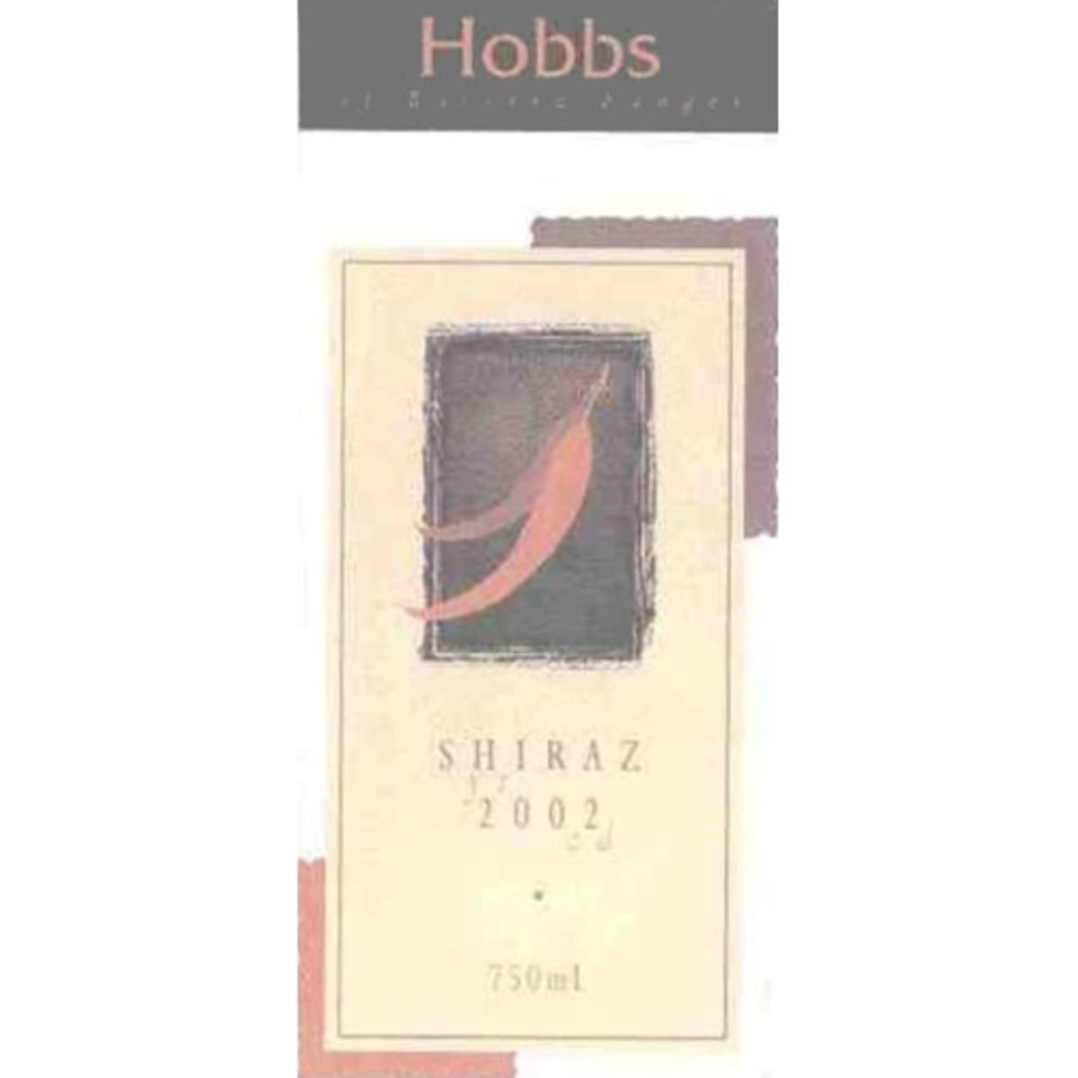 Hobbs Shiraz 2002 Front Label