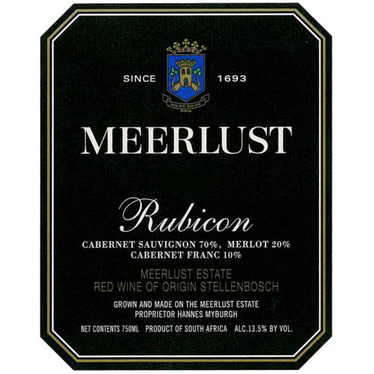 Meerlust Rubicon 2008 Front Label