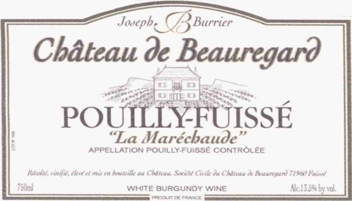 Joseph Burrier Pouilly-Fuisse La Marechaude 2015 Front Label