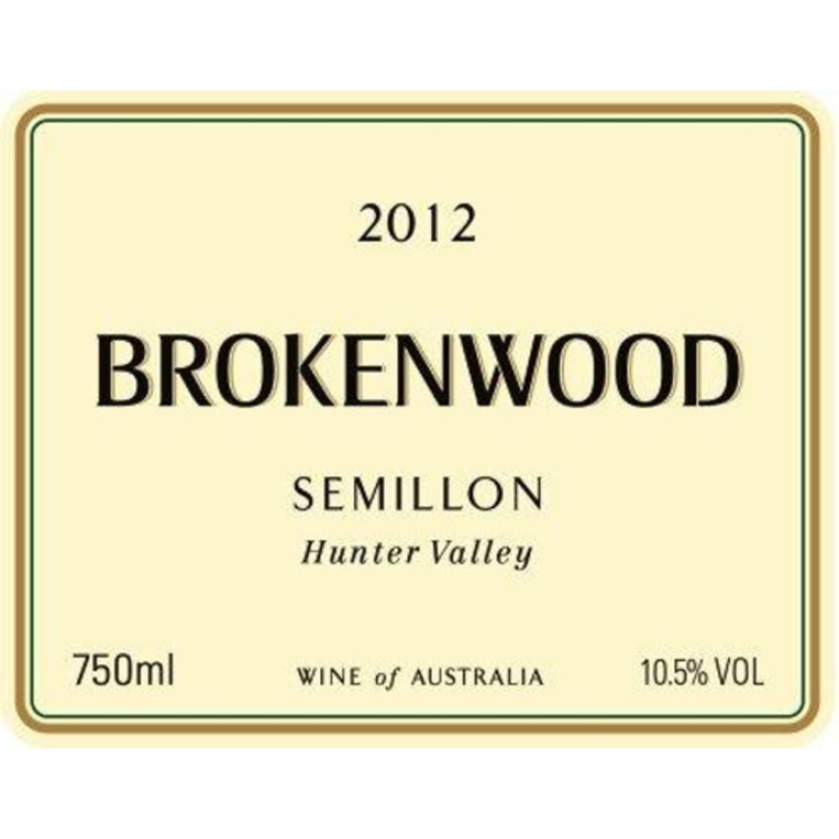 Brokenwood Hunter Valley Semillon 2012 Front Label