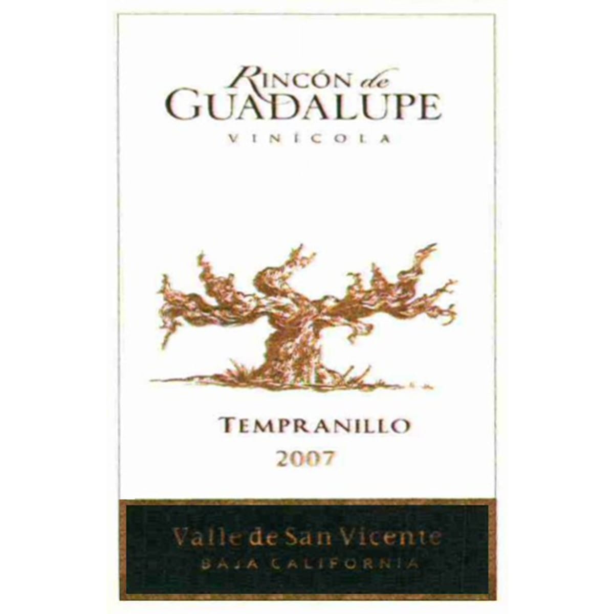 Rincon de Guadalupe Tempranillo 2007 Front Label