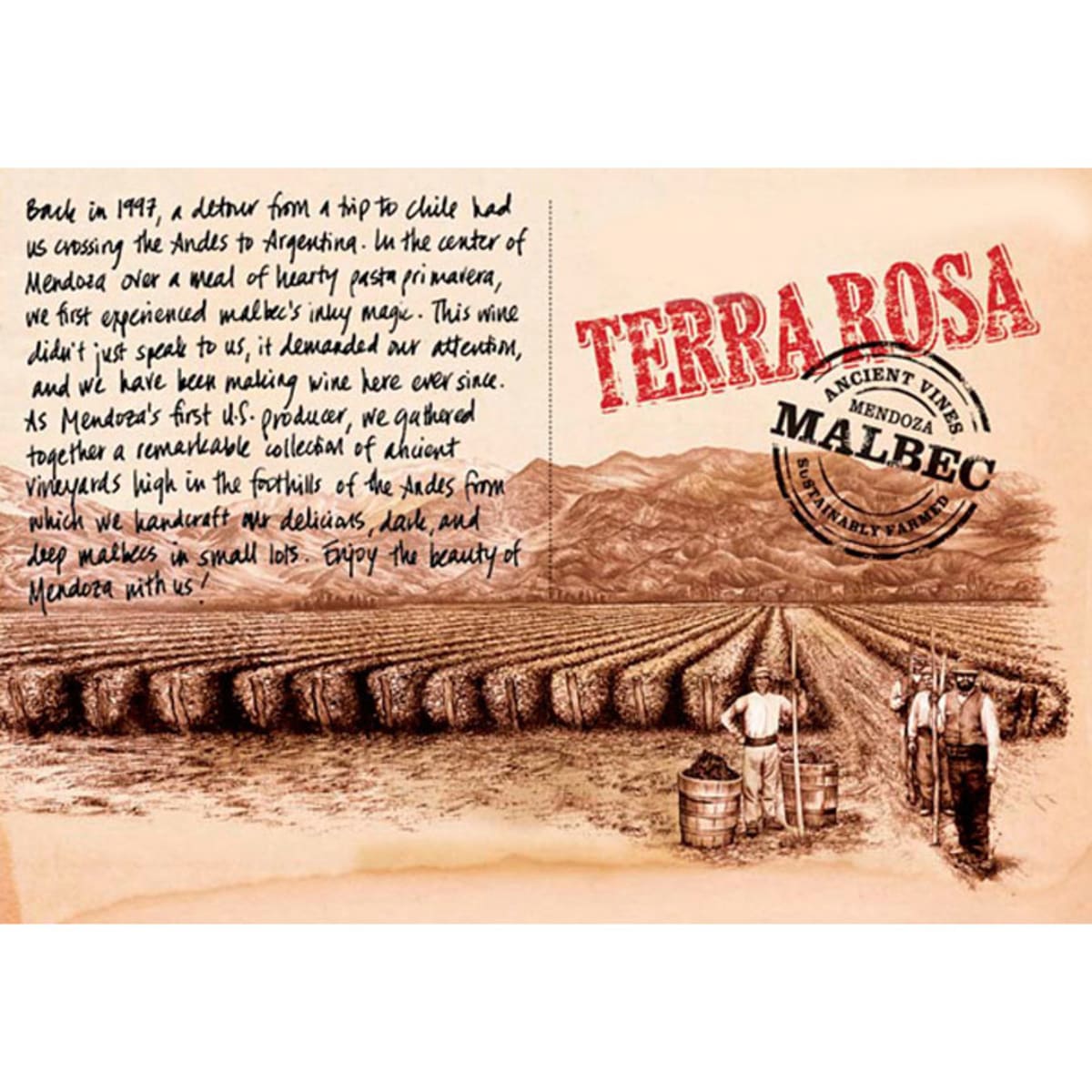 Tierra Divina Terra Rosa Malbec 2012 Front Label