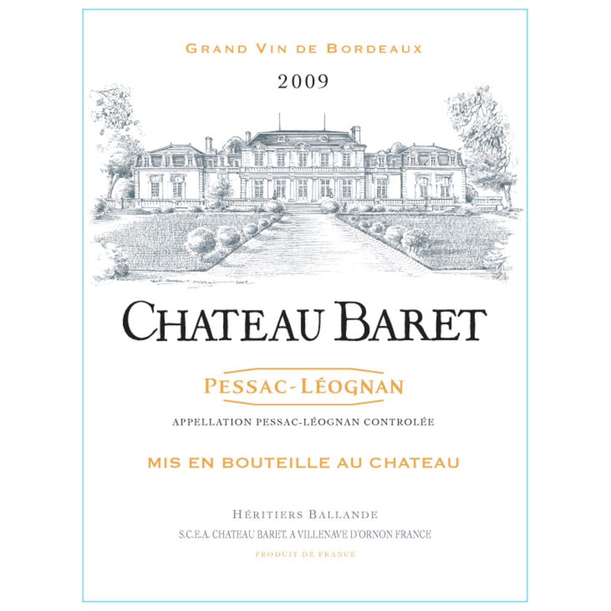 Chateau Baret  2009 Front Label