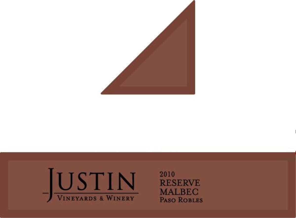 Justin Reserve Malbec 2010 Front Label