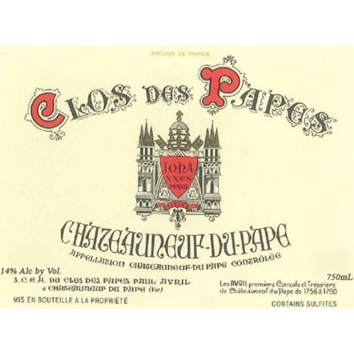 Clos des Papes Chateauneuf-du-Pape (1.5 Liter Magnum) 2010 Front Label