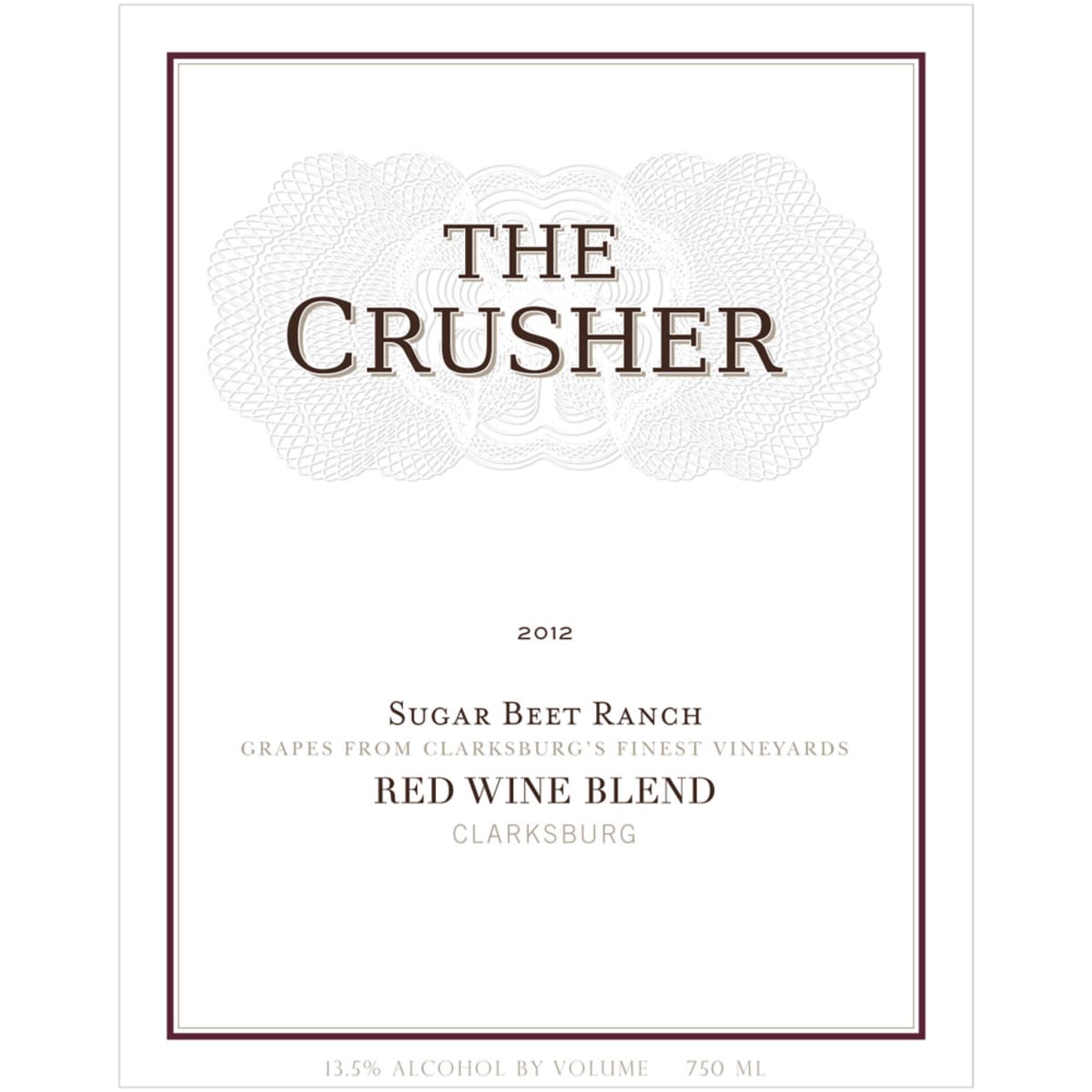 The Crusher Sugar Beet Ranch Red Blend 2012 Front Label