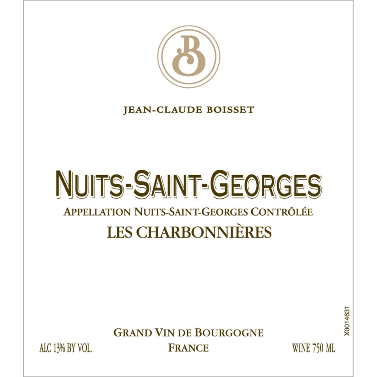 Jean-Claude Boisset Nuits-St-Georges Les Charbonnieres 2012 Front Label