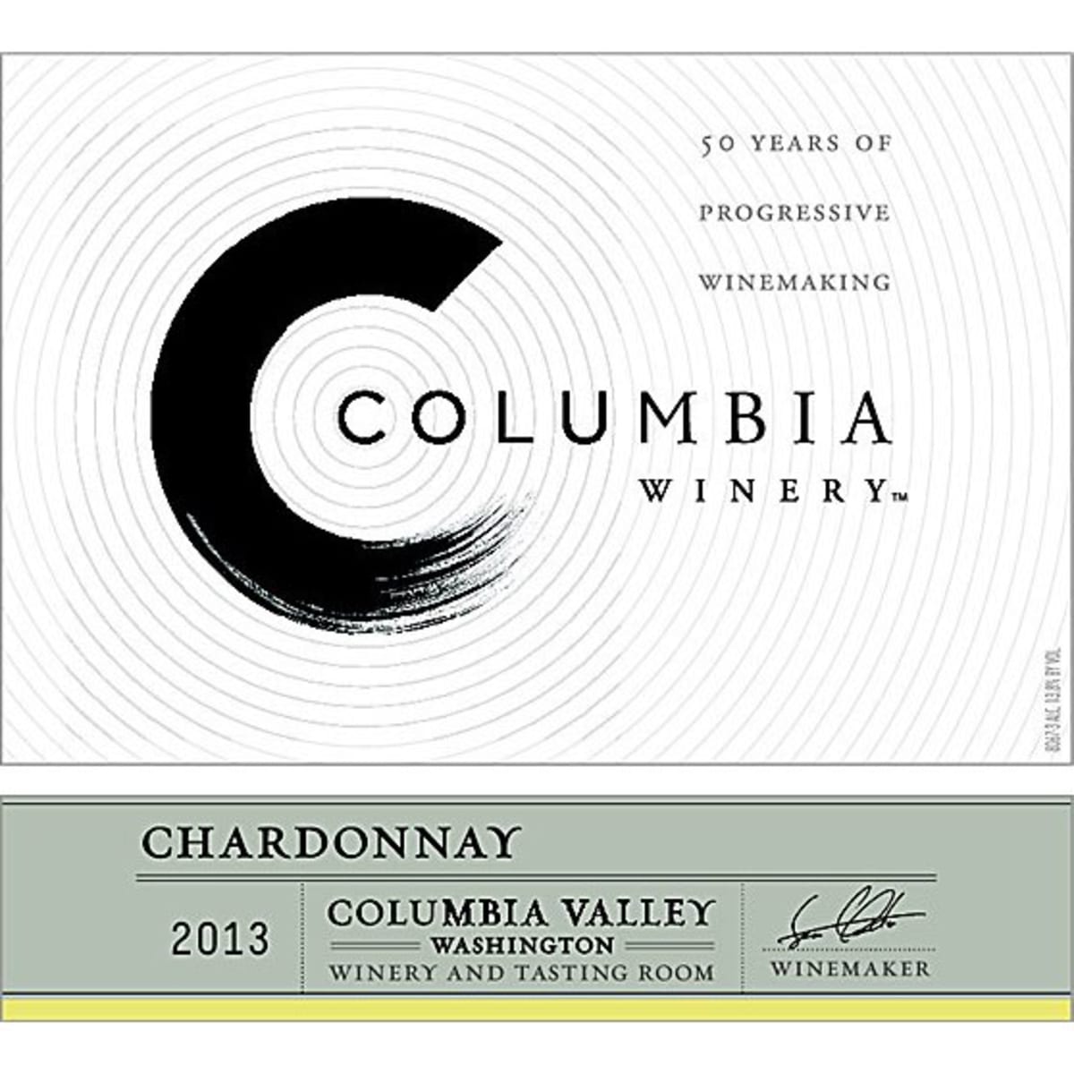 Columbia Winery Chardonnay 2013 Front Label