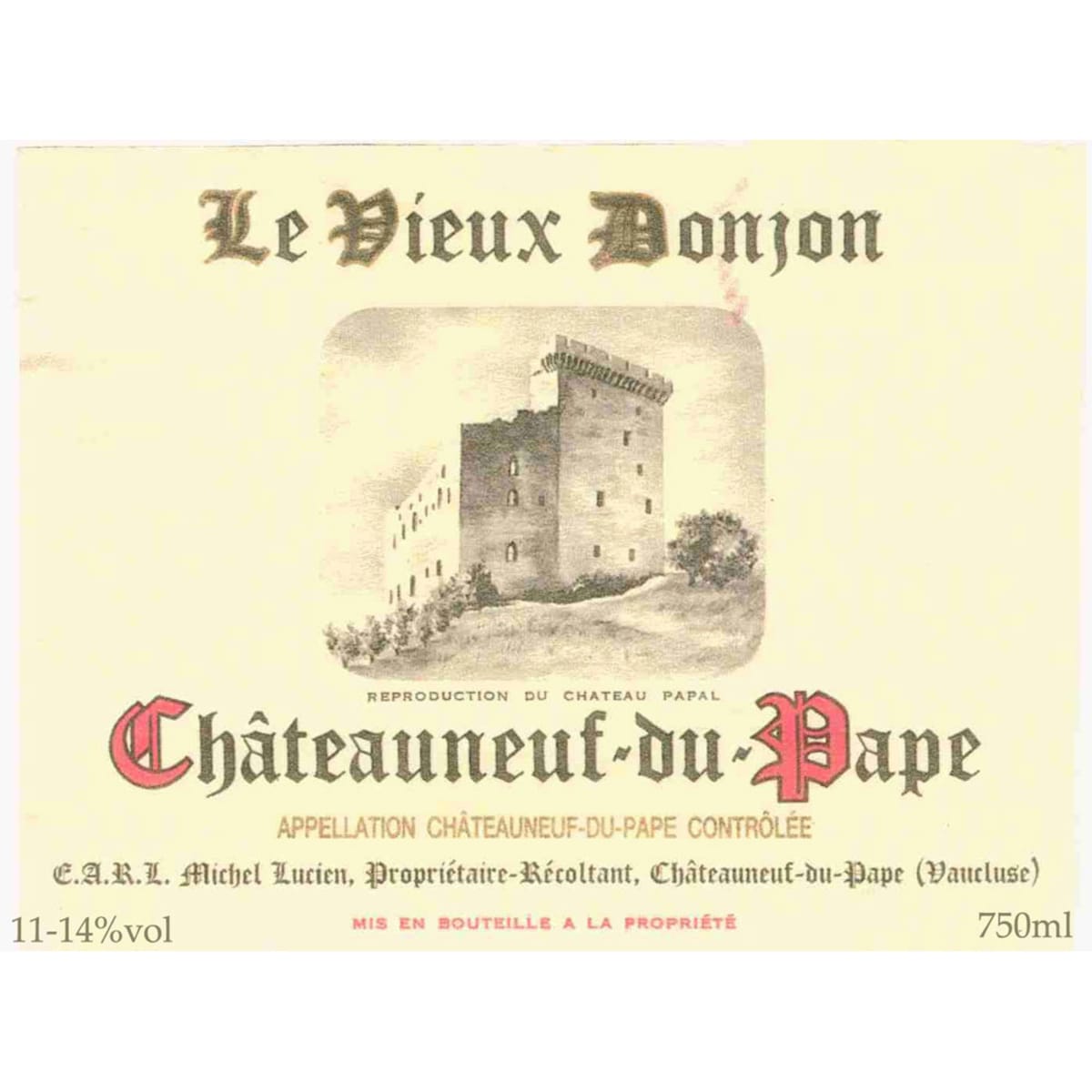Le Vieux Donjon Chateauneuf-du-Pape 1998 Front Label