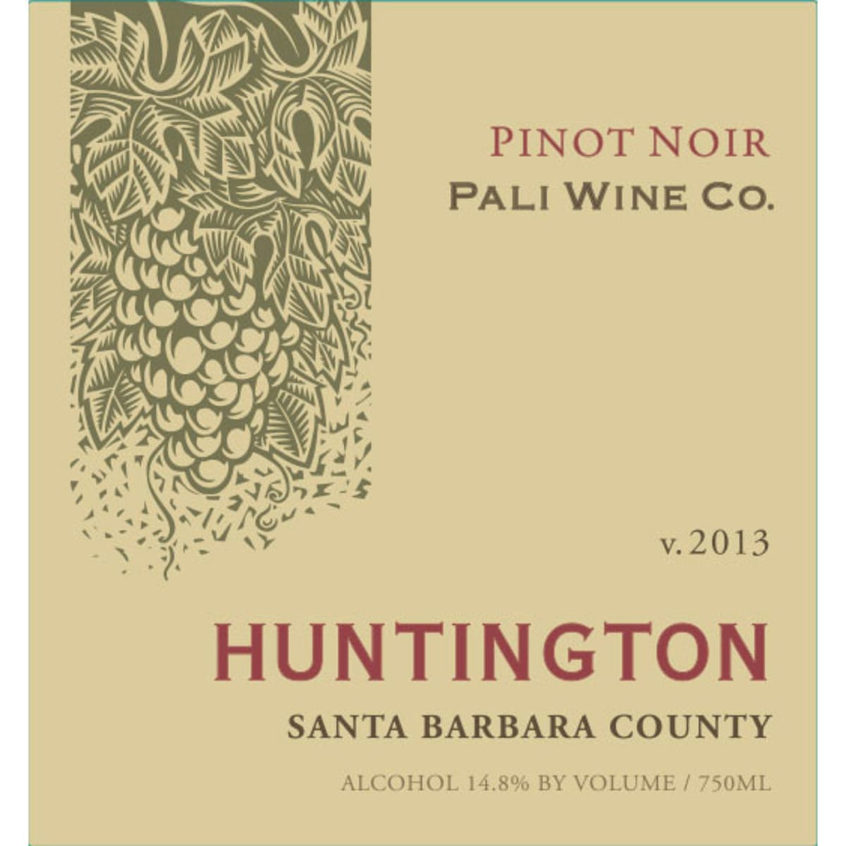 Pali Wine Co Huntington Pinot Noir 2013 Front Label