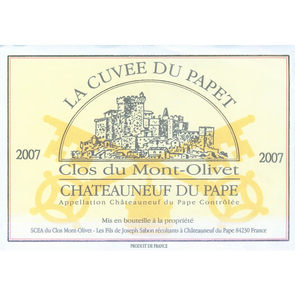 Clos du Mont Olivet Chateauneuf-du-Pape Cuvee Papet (1.5 Liter Magnum) 2007 Front Label