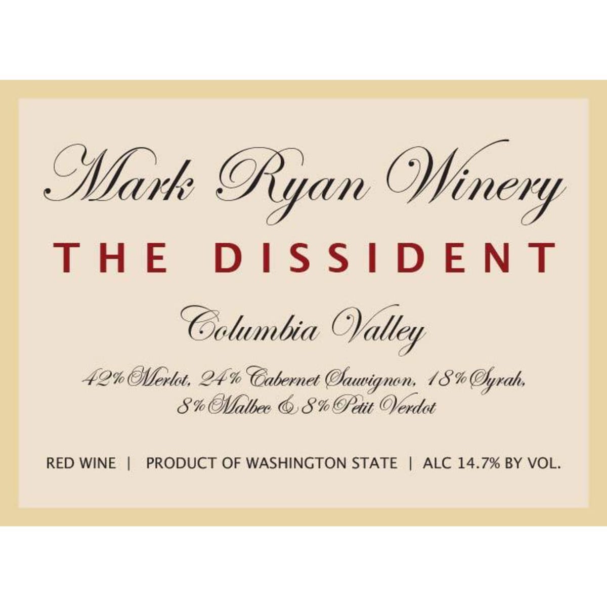 Mark Ryan The Dissident 2012 Front Label