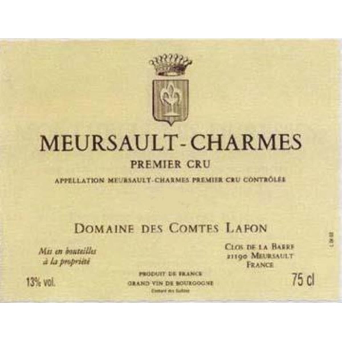 Domaine des Comtes Lafon Meursault Charmes 2005 Front Label