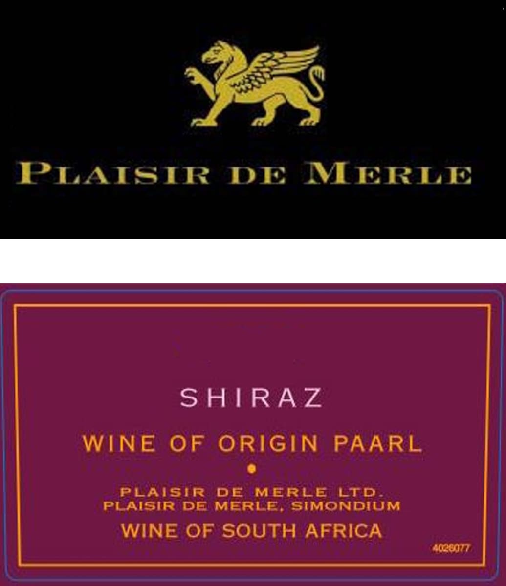 Plaisir de Merle Paarl Shiraz 2009 Front Label