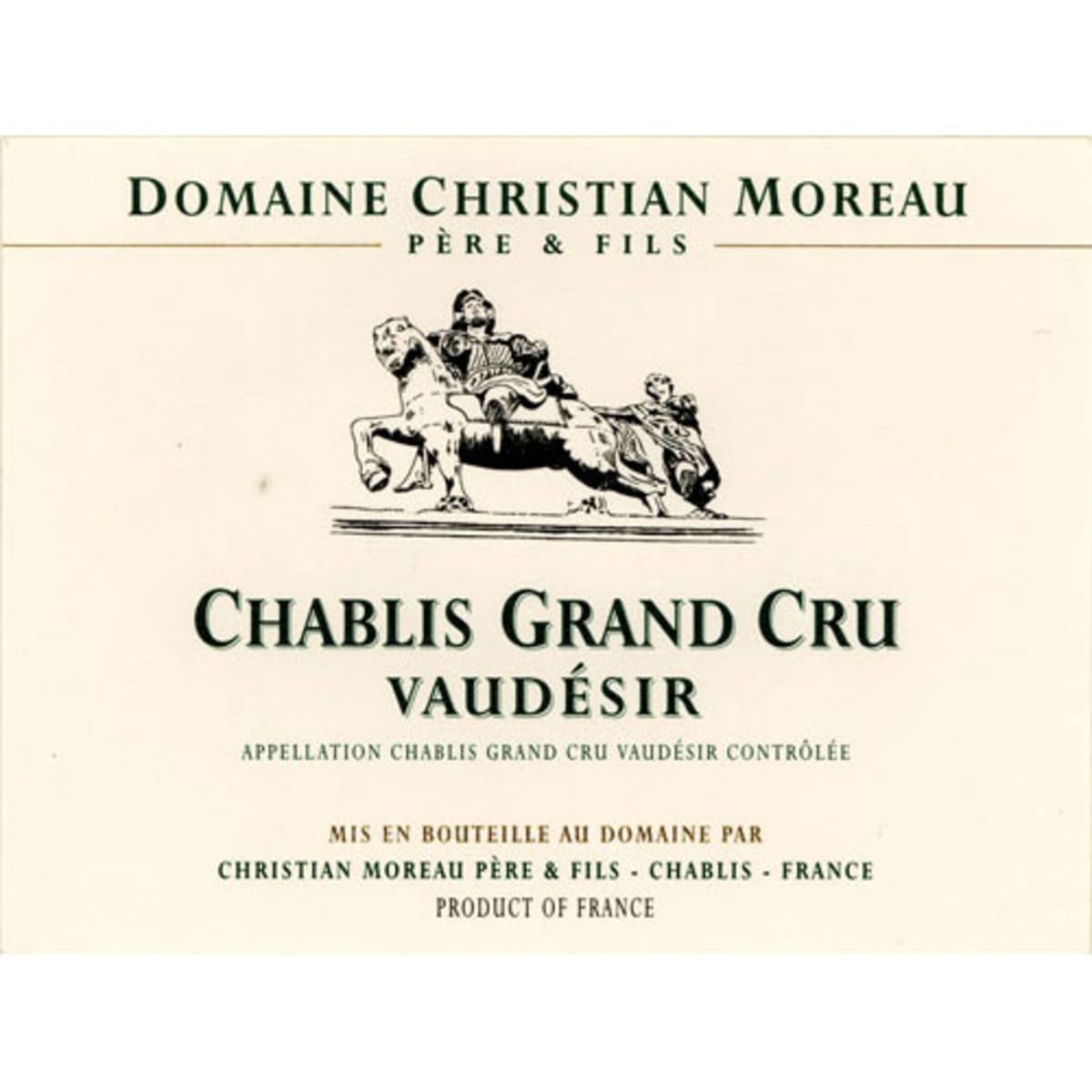 Christian Moreau Chablis Vaudesir Grand Cru 2013 Front Label