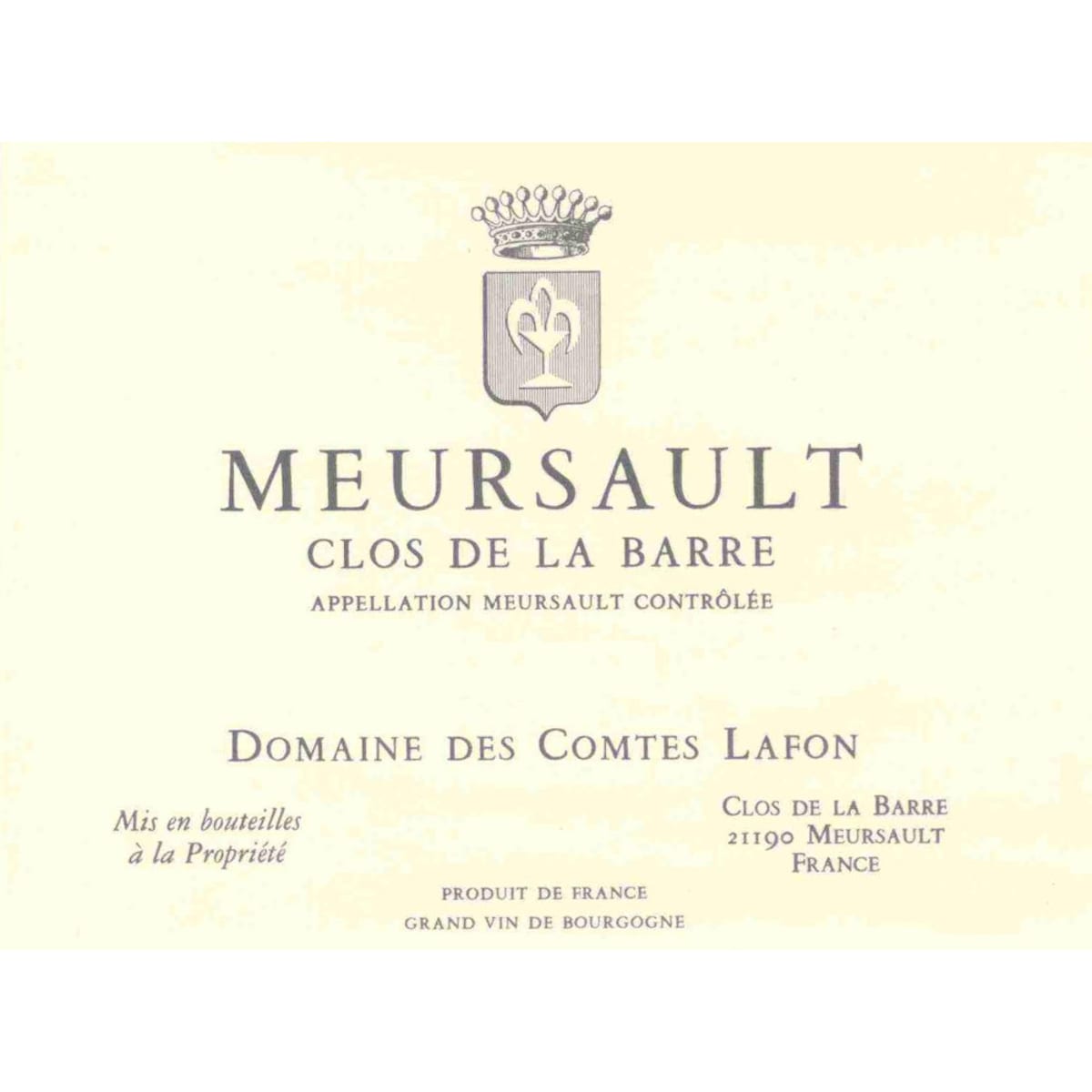 Domaine des Comtes Lafon Meursault Clos de la Barre 2010 Front Label