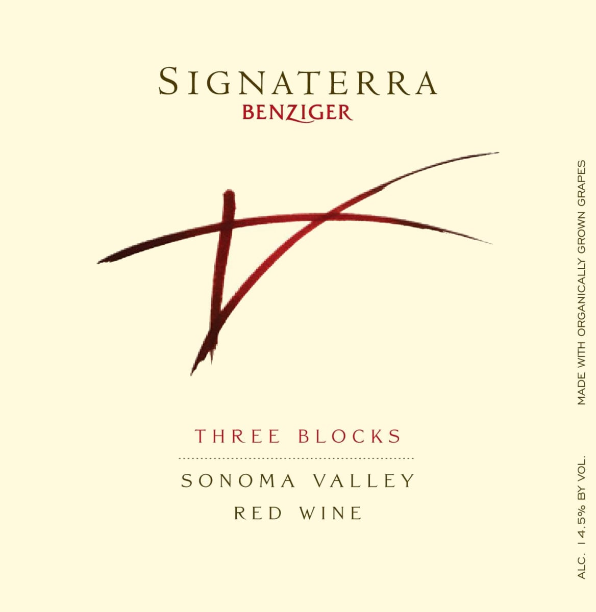 Benziger Signaterra Three Blocks 2008 Front Label