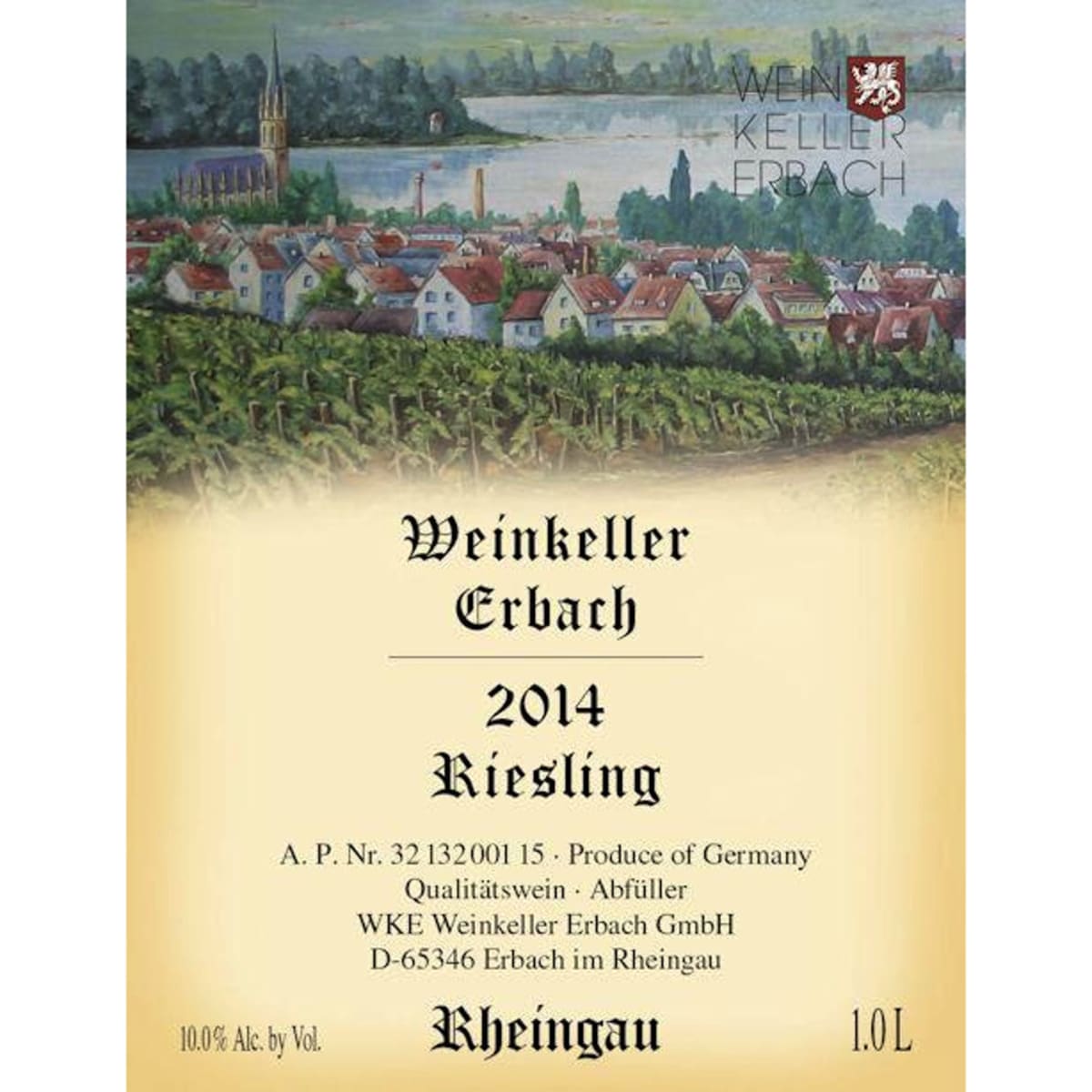 Weinkeller Von Erbach Rheingau Riesling (1 Liter) 2014 Front Label