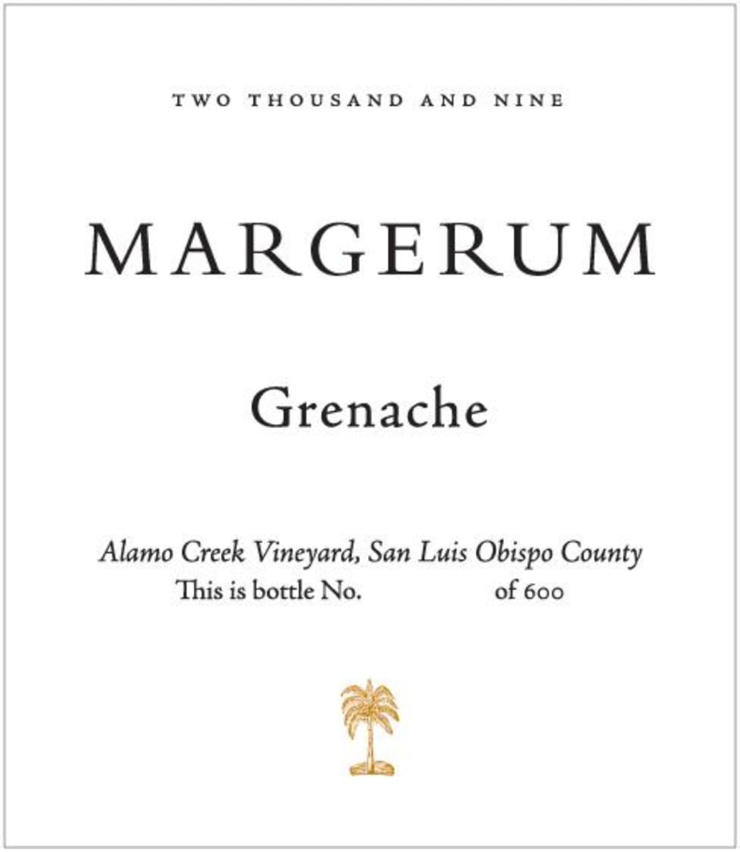 Margerum Alamo Creek Vineyard Grenache 2011 Front Label