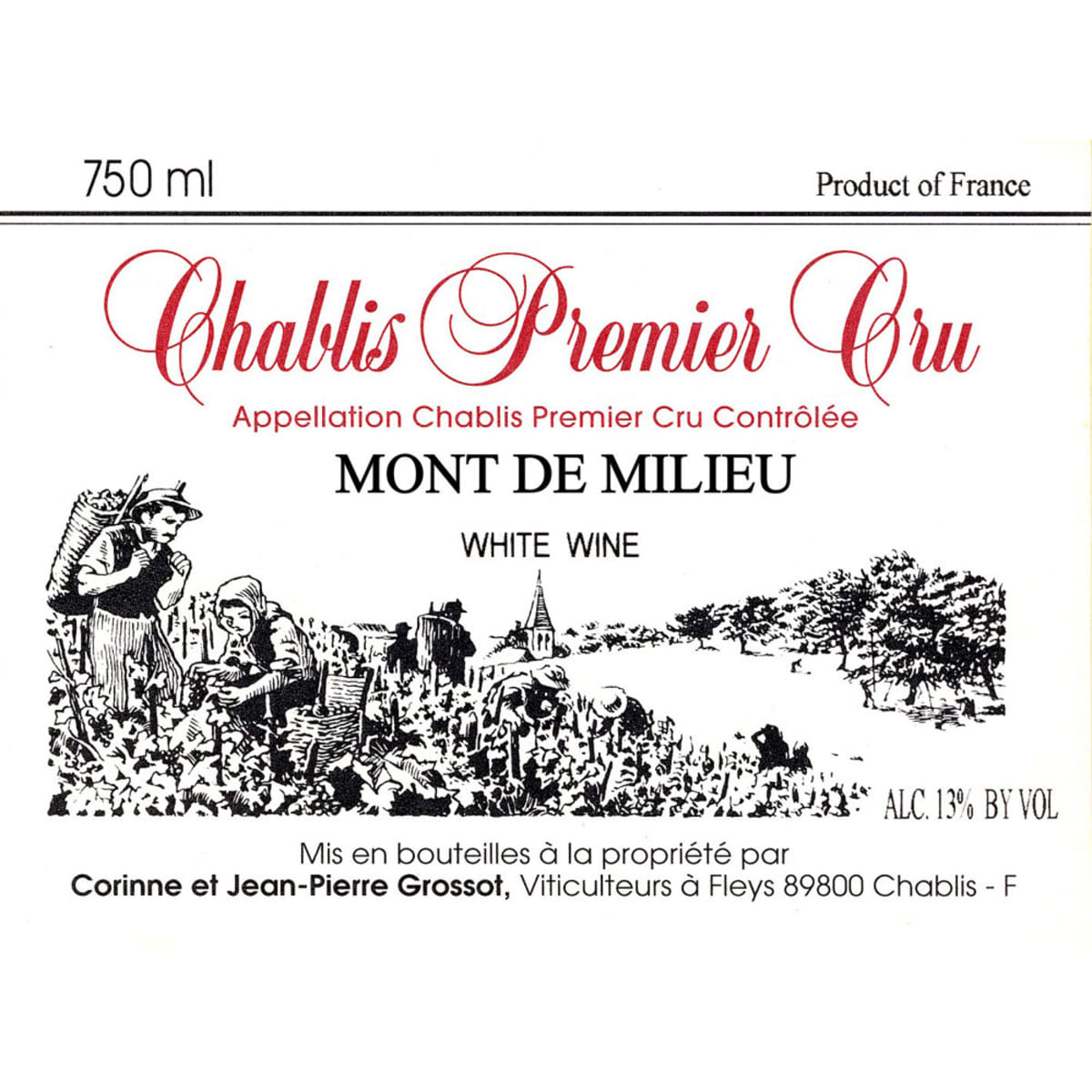 Grossot Mont de Milieu Chablis Premier Cru 2014 Front Label