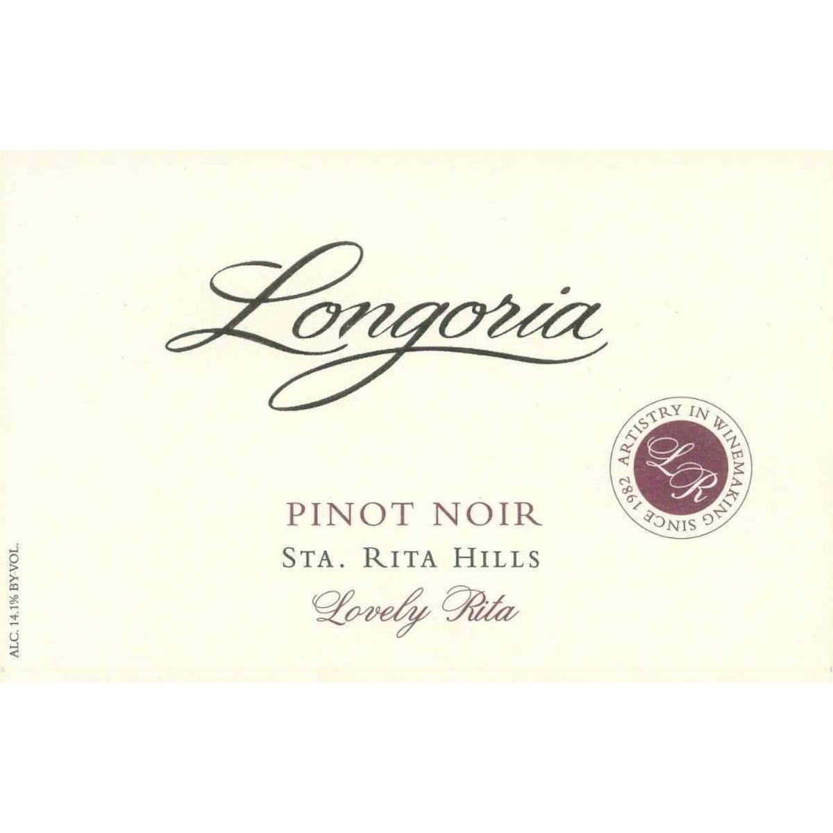 Longoria Lovely Rita Pinot Noir 2014 Front Label