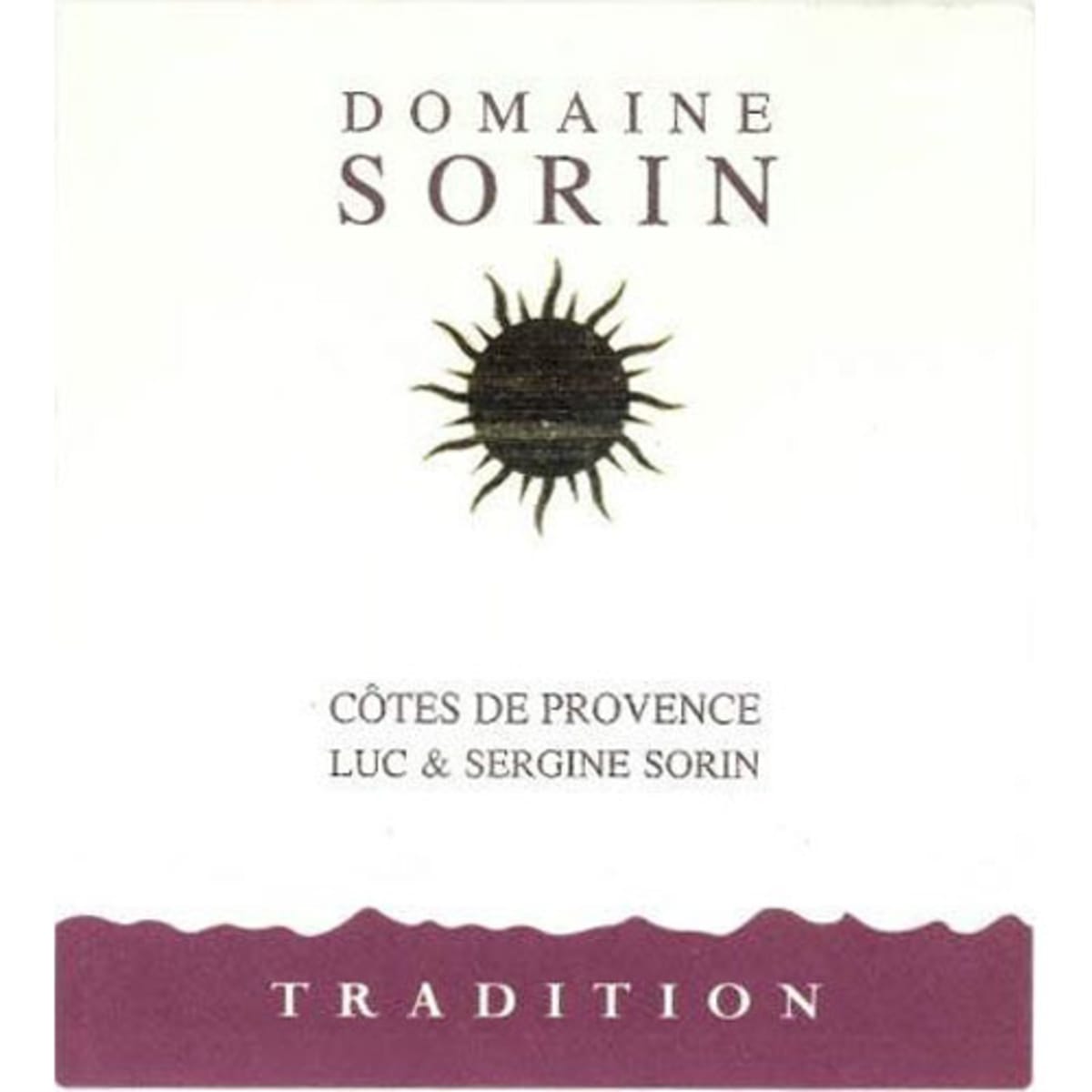 Domaine Sorin Cotes de Provence Tradition Red 2012 Front Label