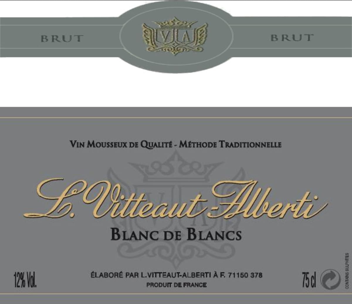 Vitteaut Alberti Methode Traditionnelle Blanc de Blancs Front Label