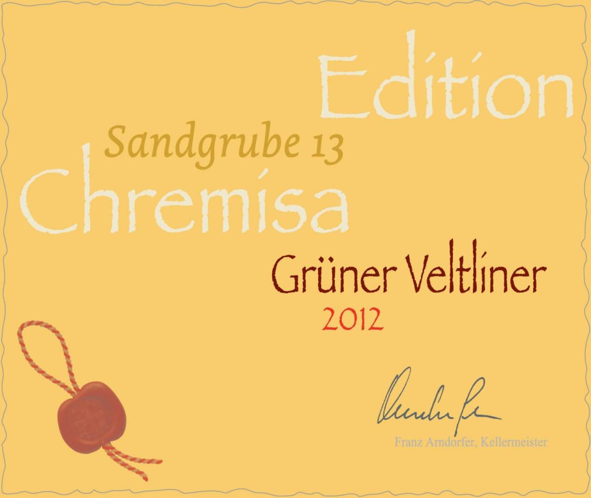 Winzer Krems Chremisa Edition Sandgrub 13 Gruner Veltliner 2012 Front Label