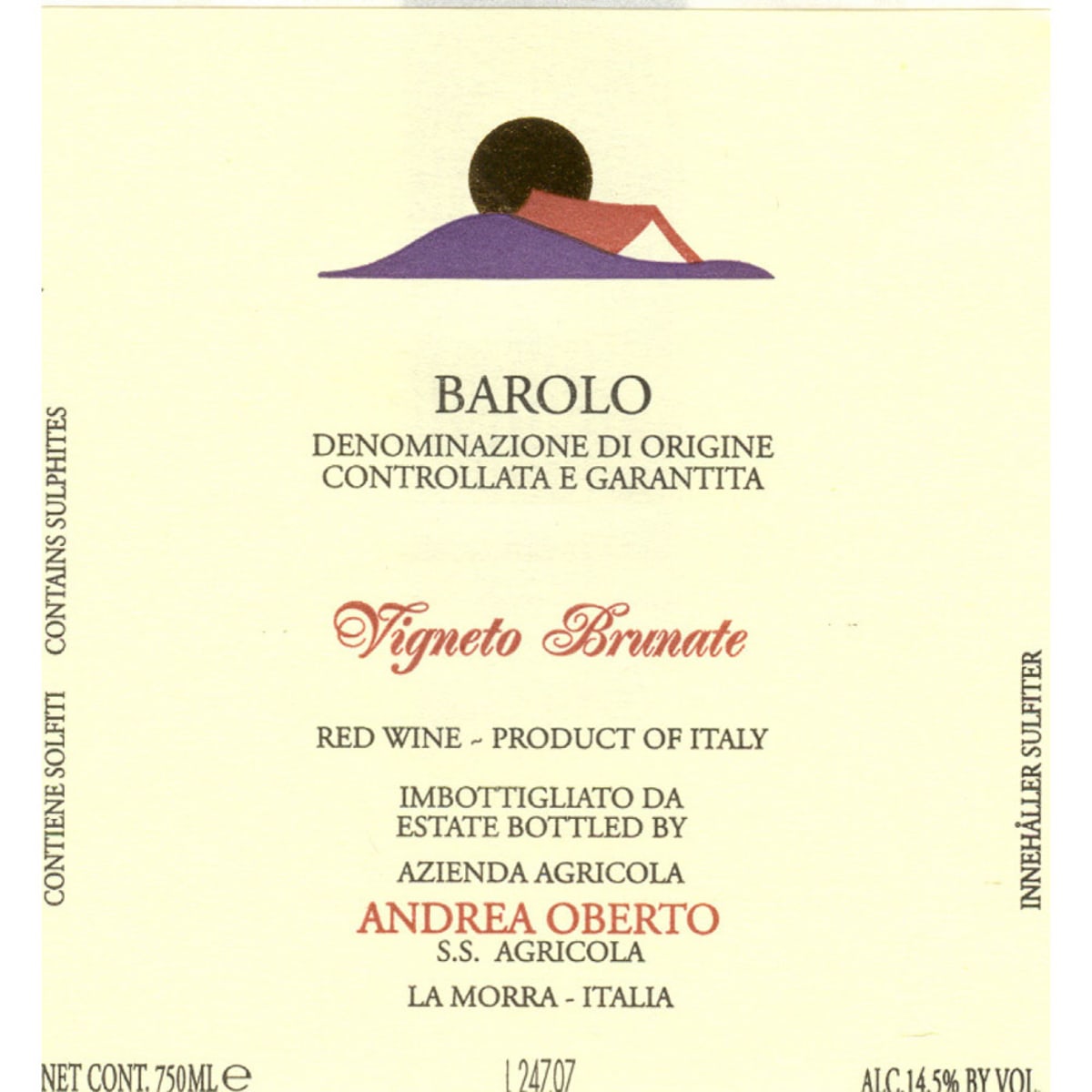 Andrea Oberto Barolo Brunate 2011 Front Label