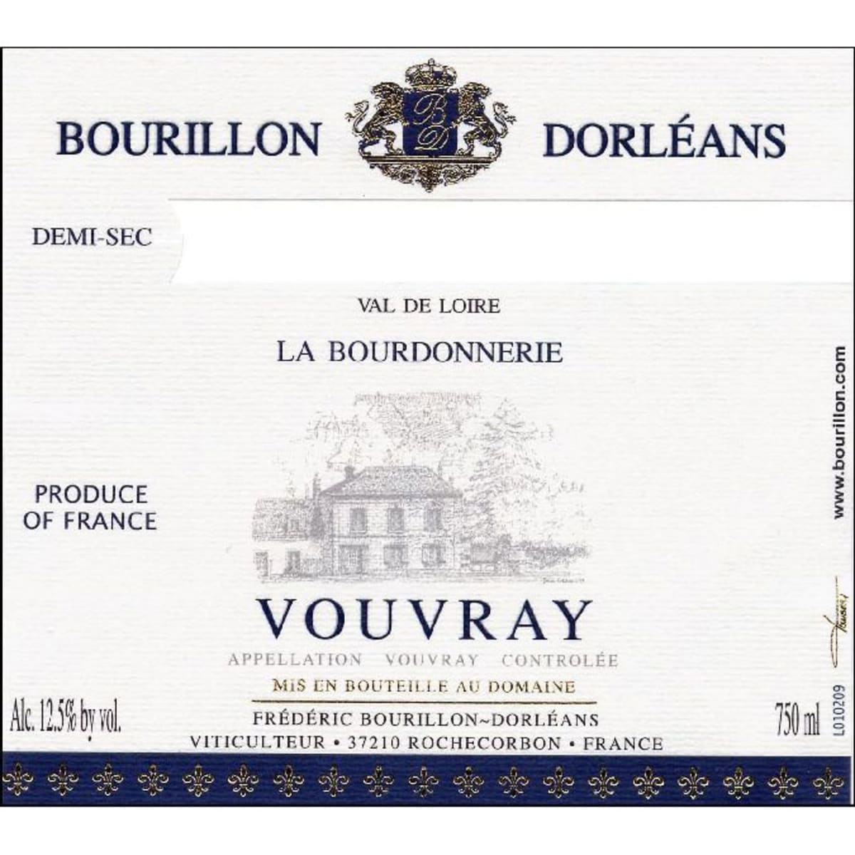 Domaine Bourillon-Dorleans Vouvray Demi-sec 2012 Front Label