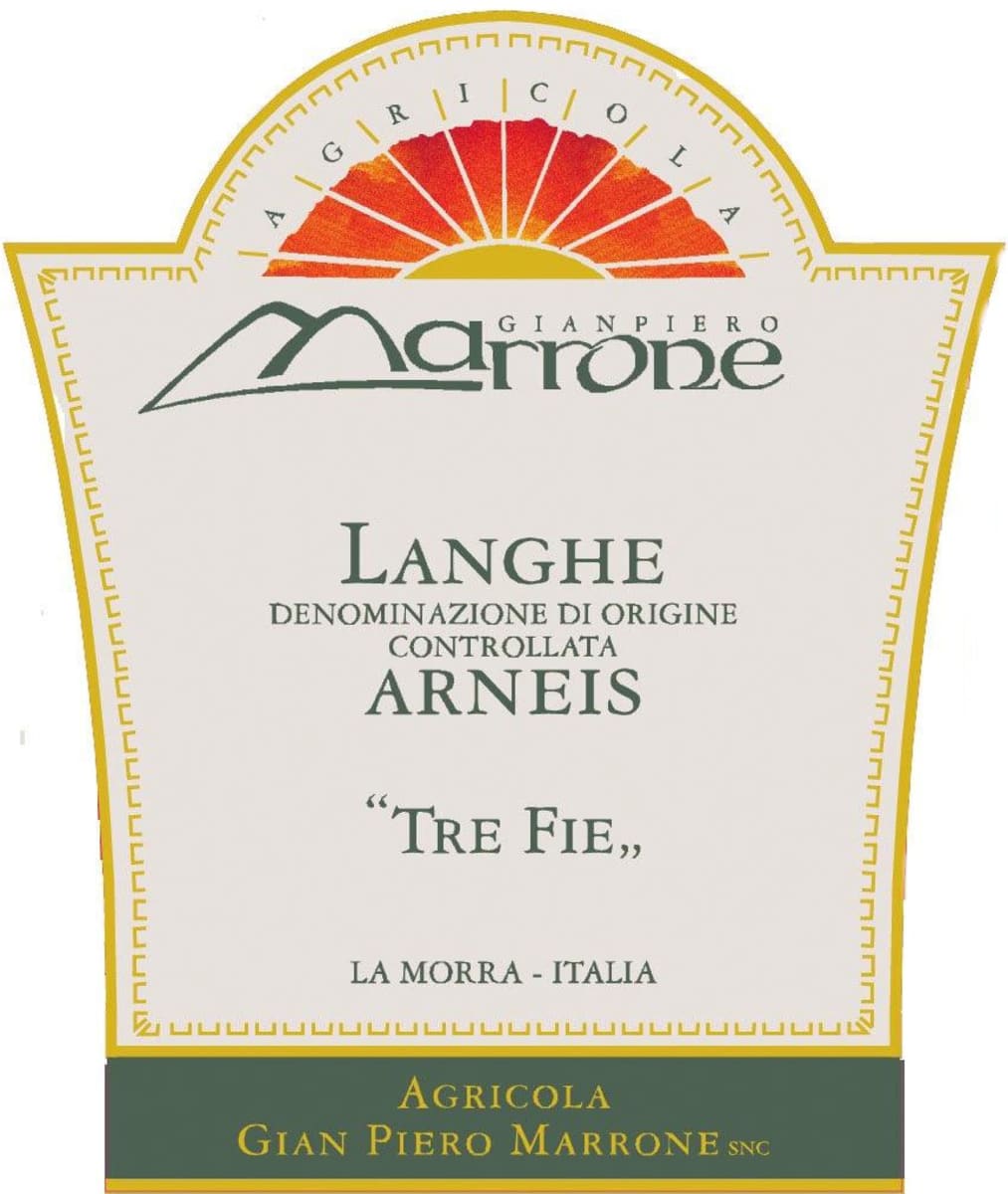 Marrone Langhe Tre Fie Arneis 2012 Front Label